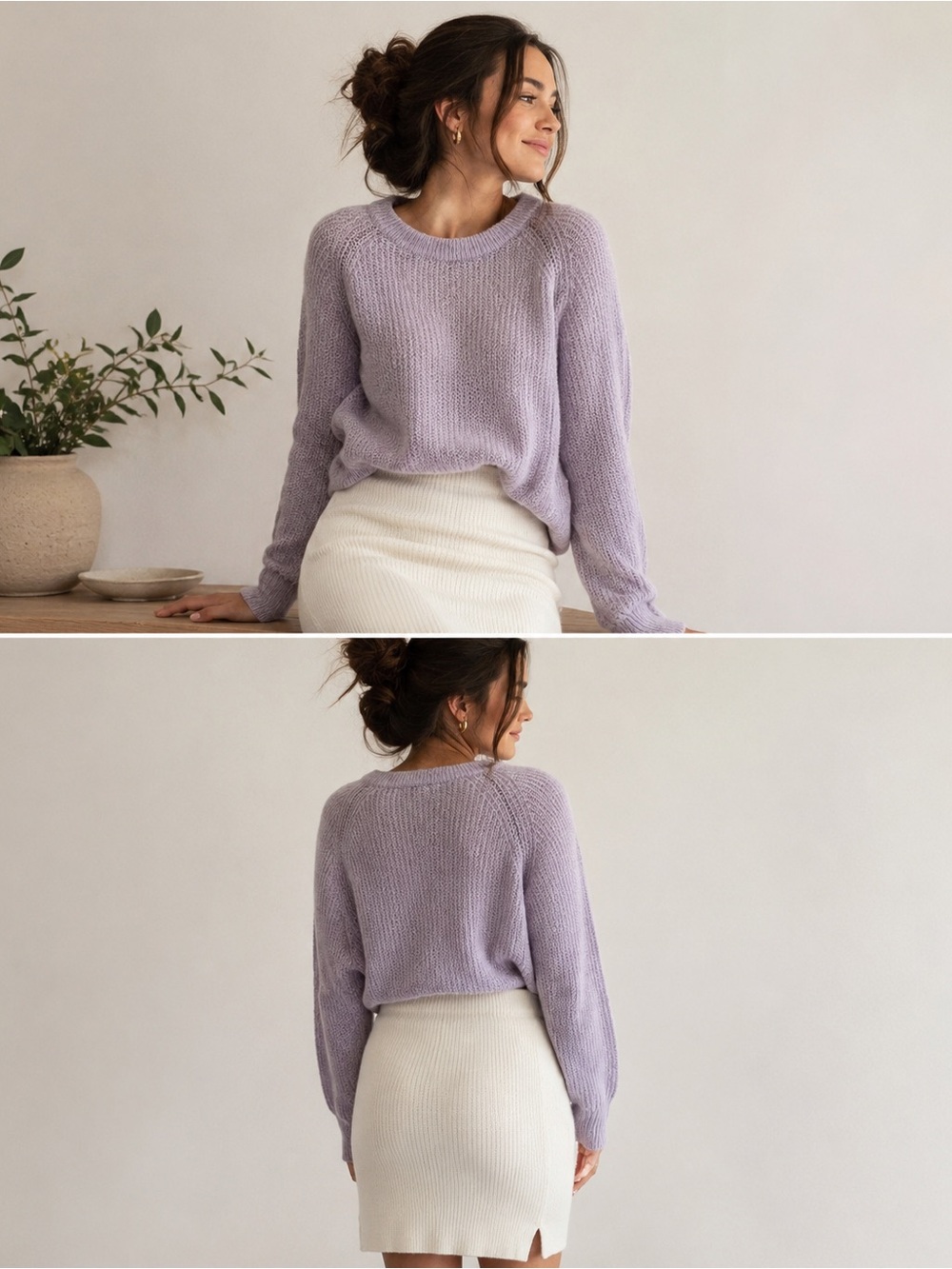 LOFT Light Lavender Scoopneck Knit Sweater